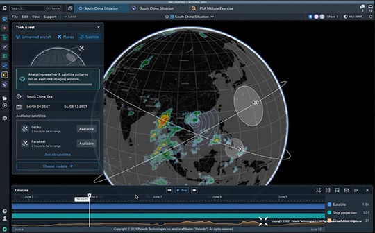 Example of a modern operational interface presenting a complex mission environment