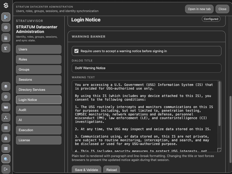 Login Notice Configuration