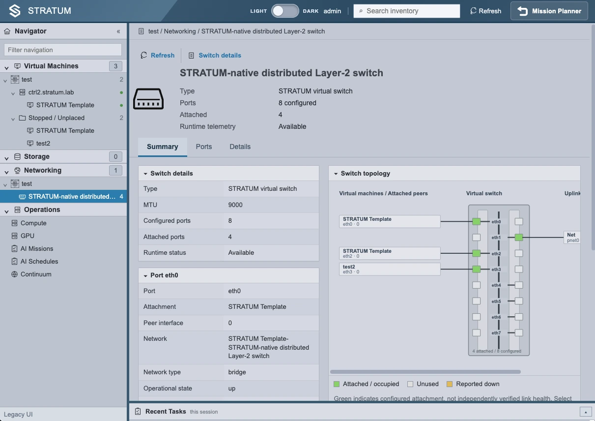 STRATUM Legacy UI switch topology