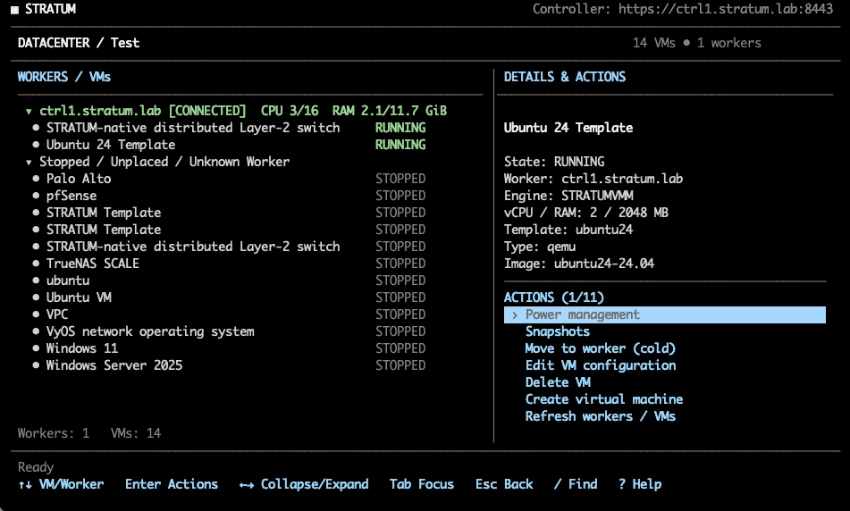 STRATUM terminal user interface