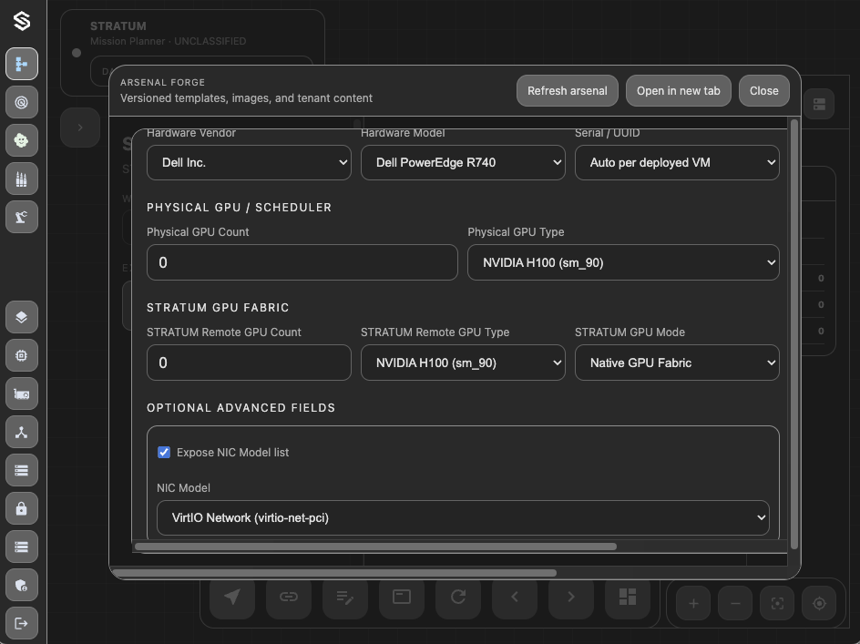 New Template Advanced Hardware Settings