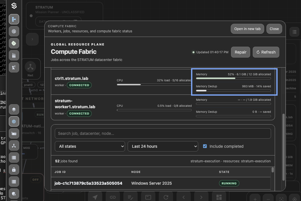 Compute Fabric Memory Deduplication