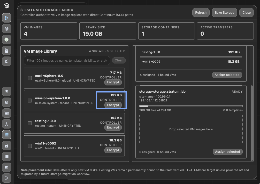 Storage Fabric Encrypt Action