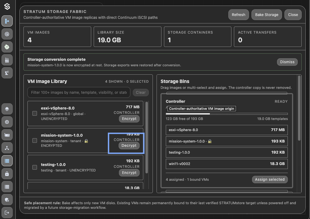Storage Fabric Decrypt Action