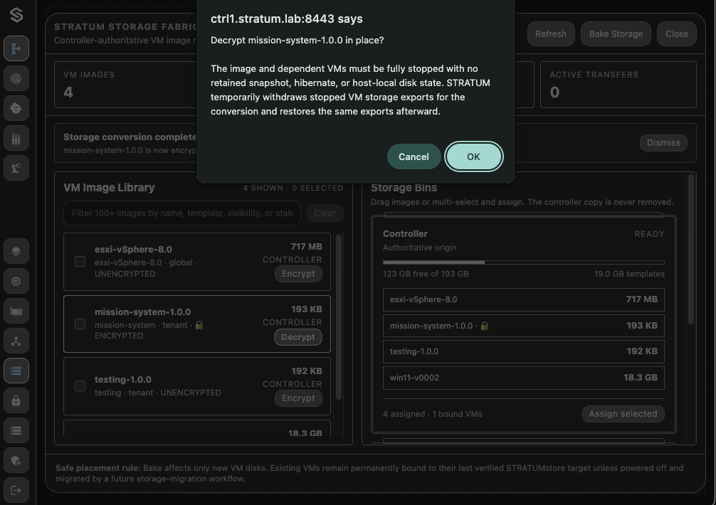 Confirm Storage Decryption