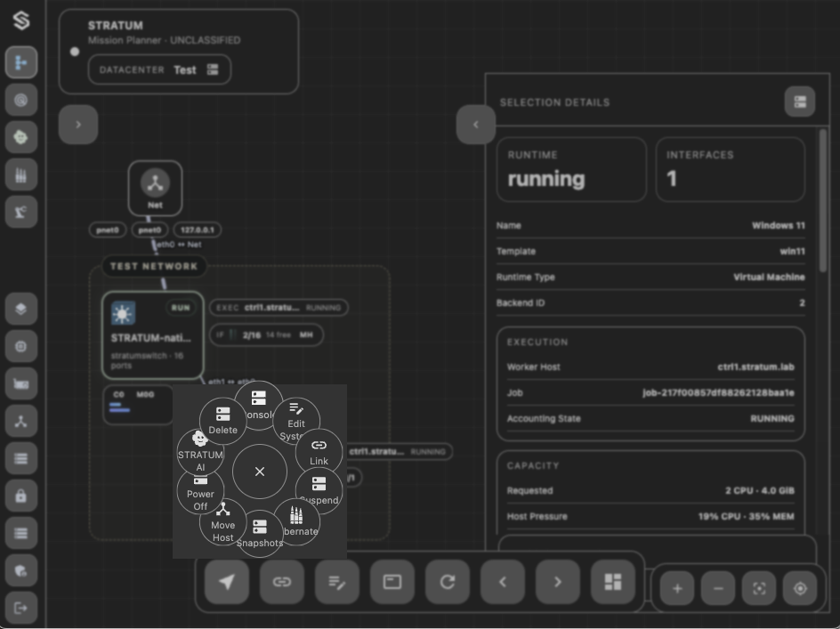 Running VM Context Menu