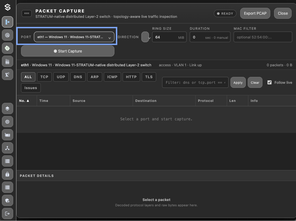 Packet Capture Port Selector