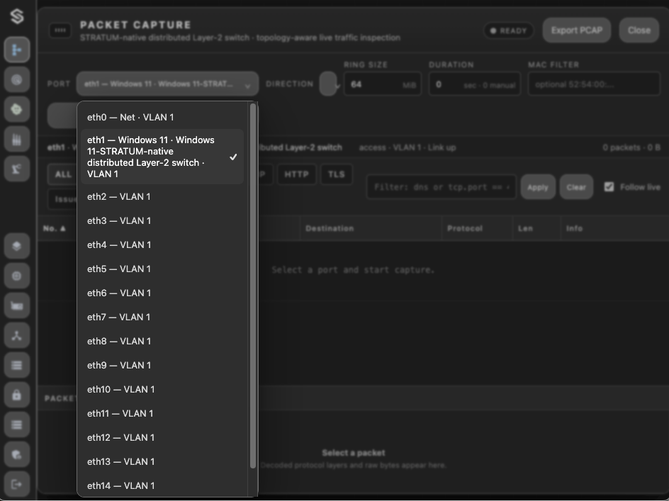 Packet Capture Port List