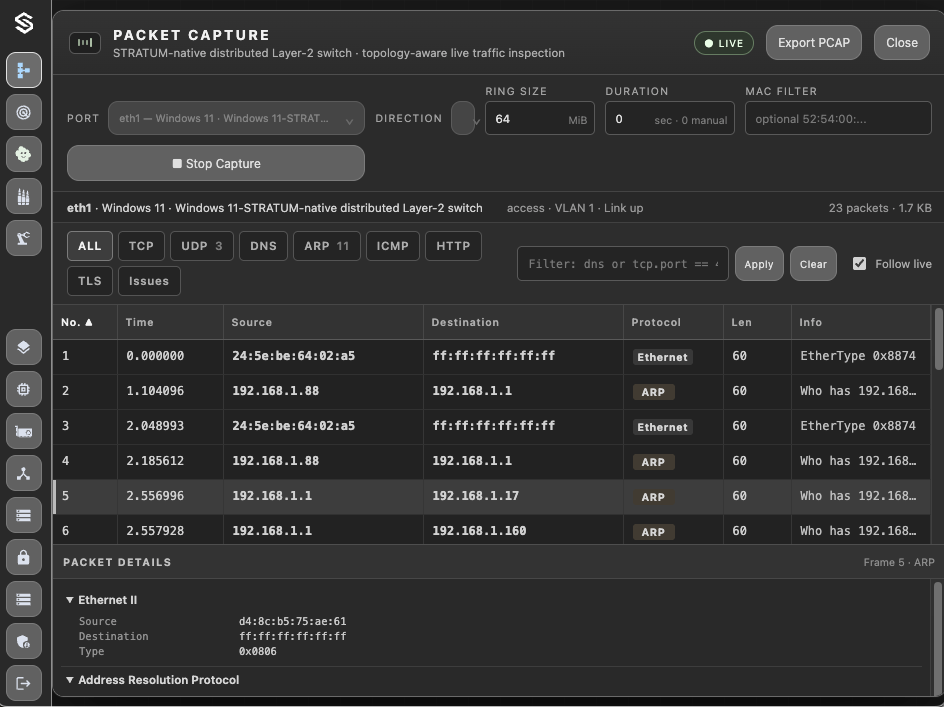 Packet Capture Live Traffic