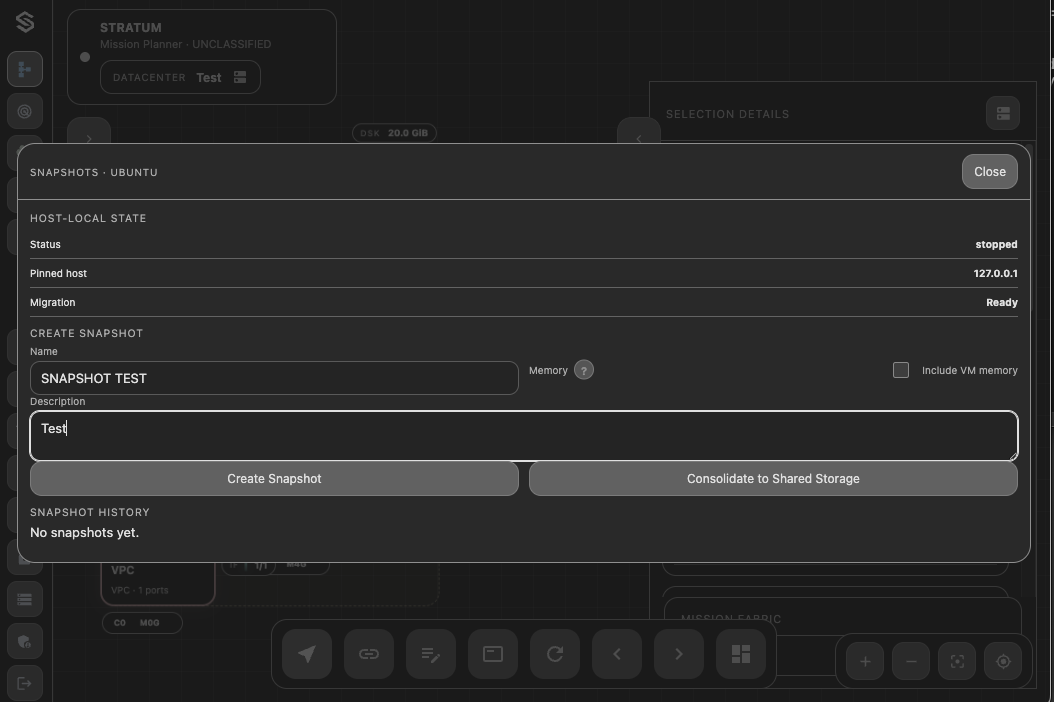 Snapshot Management Dialog