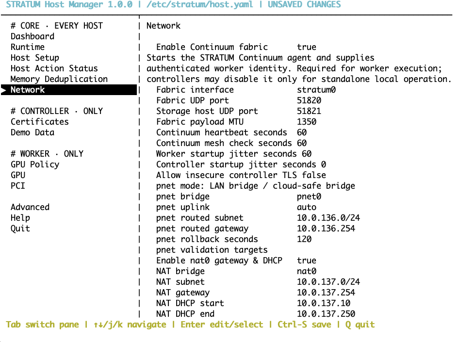 Host Manager Network Settings