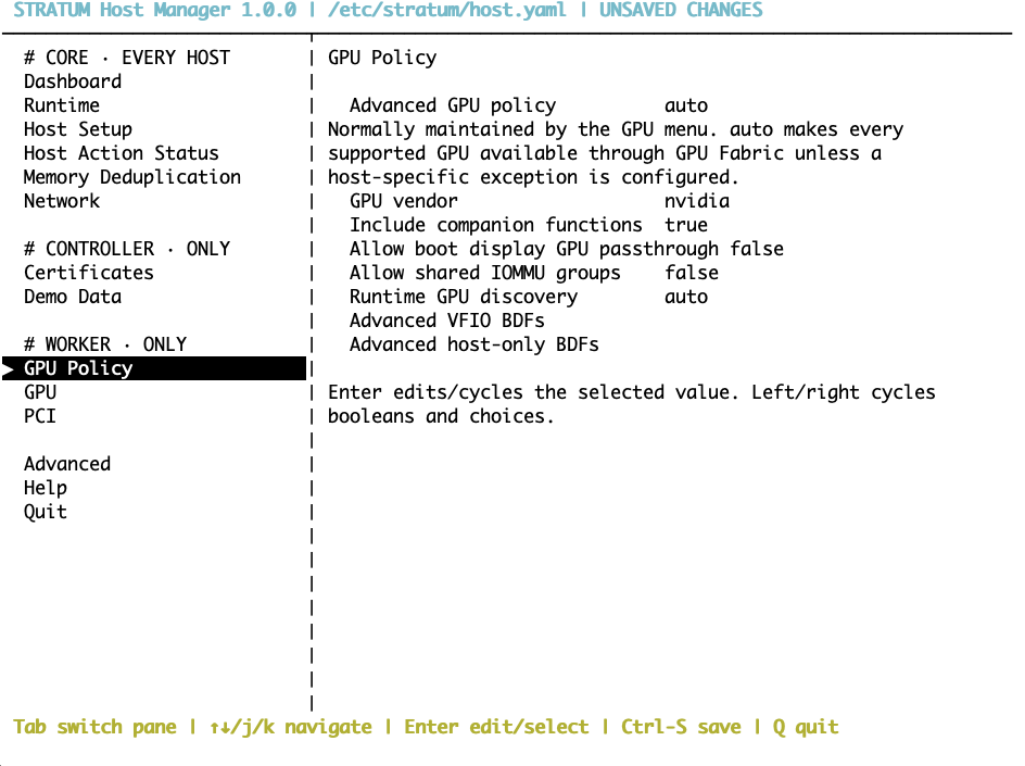 Host Manager GPU Policy