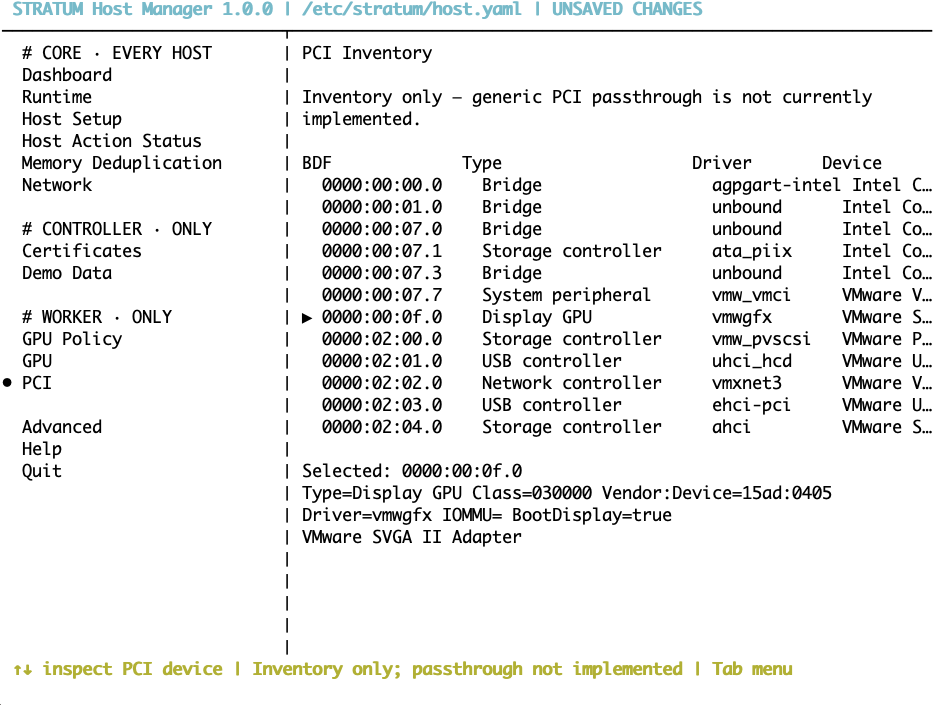 Host Manager PCI Inventory
