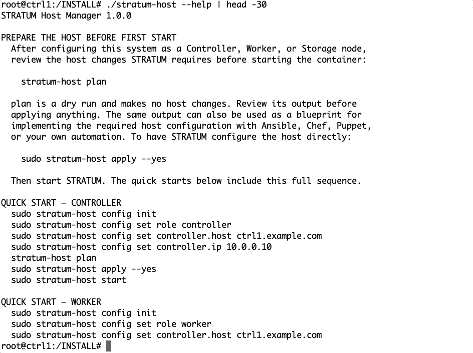 STRATUM Host CLI Help