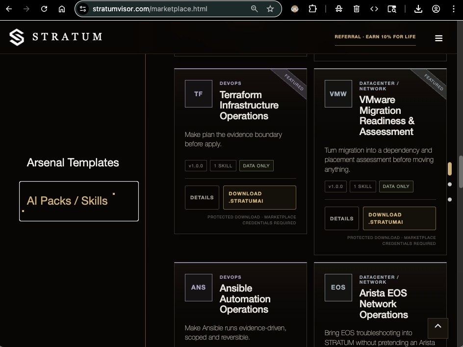 STRATUM Marketplace AI Packs
