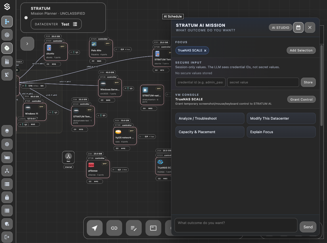 AI Schedule button in the STRATUM AI Mission overlay