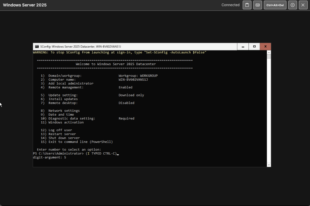 Windows Server SConfig