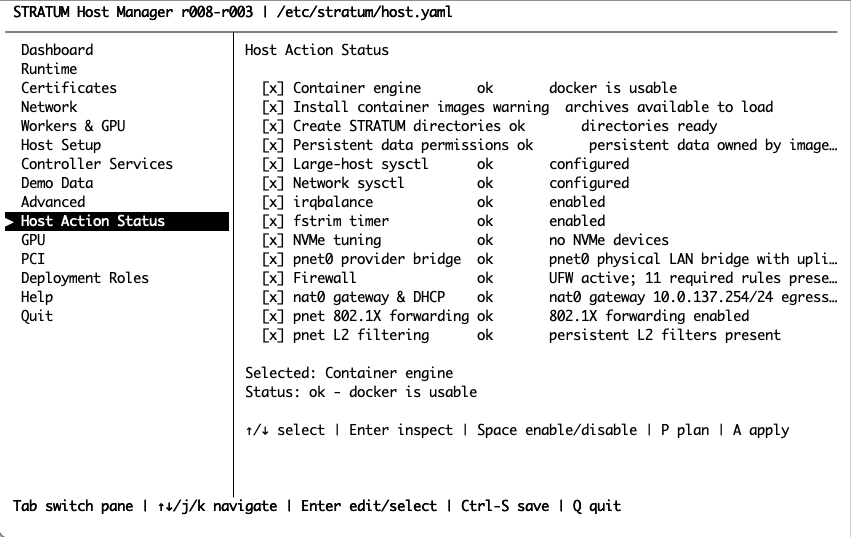 stratum-host Host Action menu